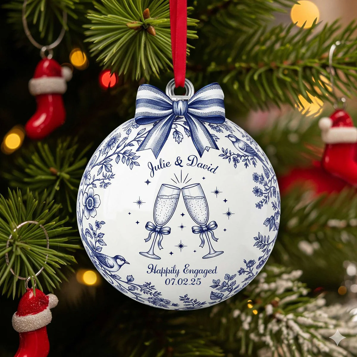 Happily Engaged Couple - Personalized Acrylic Ornament - Gift For Couples NL122 - Image 2