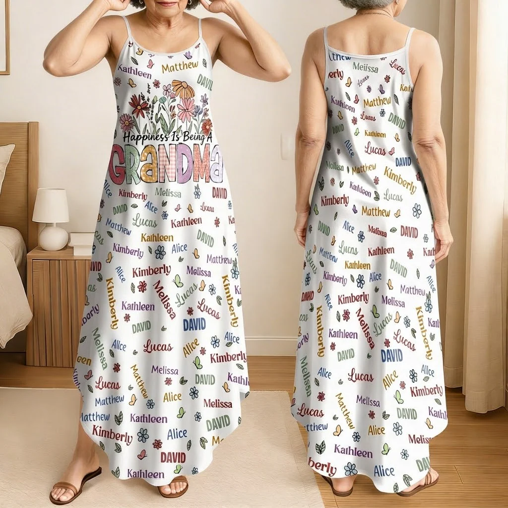 Happiness Is Being A Grandma - Personalized Maxi Dress - Gift For Mom, Grandma