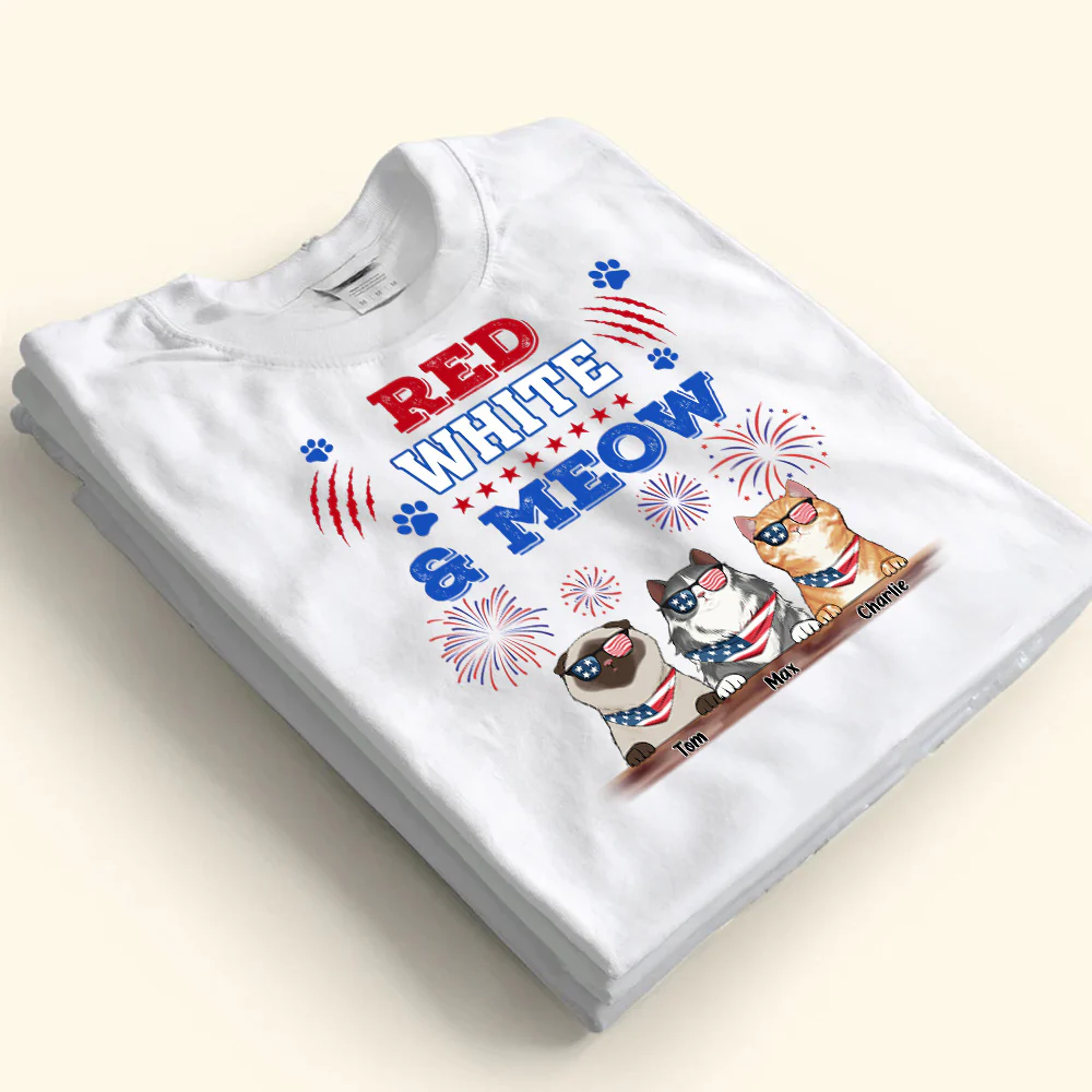 Happy 4th July Red White And A Meow - Gift For Cat Lovers - Personalized TShirt - CL12 NA94 - Image 4