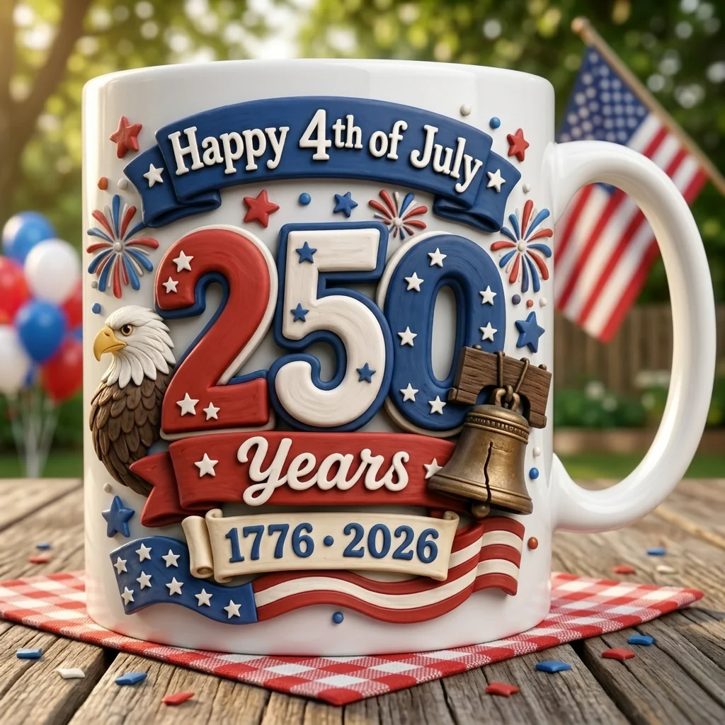 Happy 4th Of July 250 Years Of America - Personalized White Mug - Gifts For Patriots