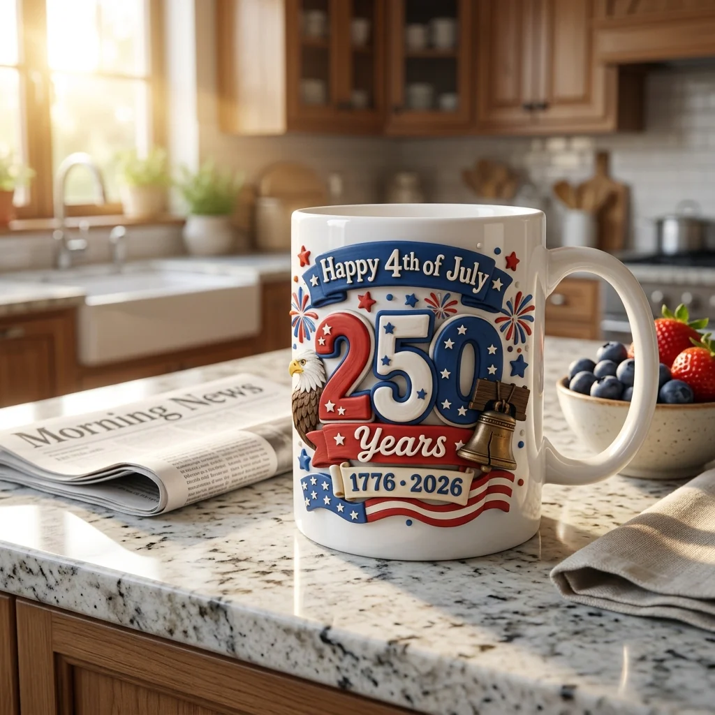 Happy 4th Of July 250 Years Of America - Personalized White Mug - Gifts For Patriots - Image 2