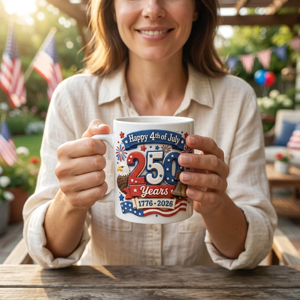 Happy 4th Of July 250 Years Of America - Personalized White Mug - Gifts For Patriots - Image 3