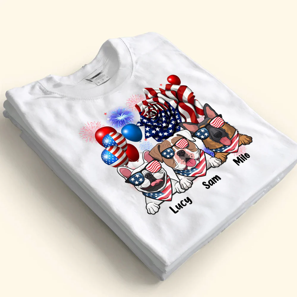 Happy 4th Of July Dog With Flag - Gift For Pet Lovers - Personalized TShirt - Image 4