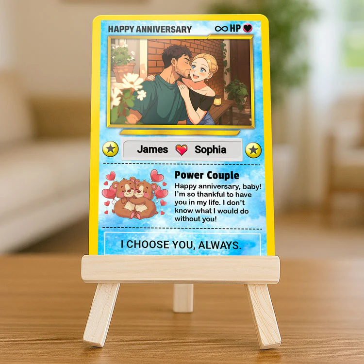 Happy Anniversary - Personalized PoMo Metal Card & Photo Art - Gift For Couple HH01 - Image 3