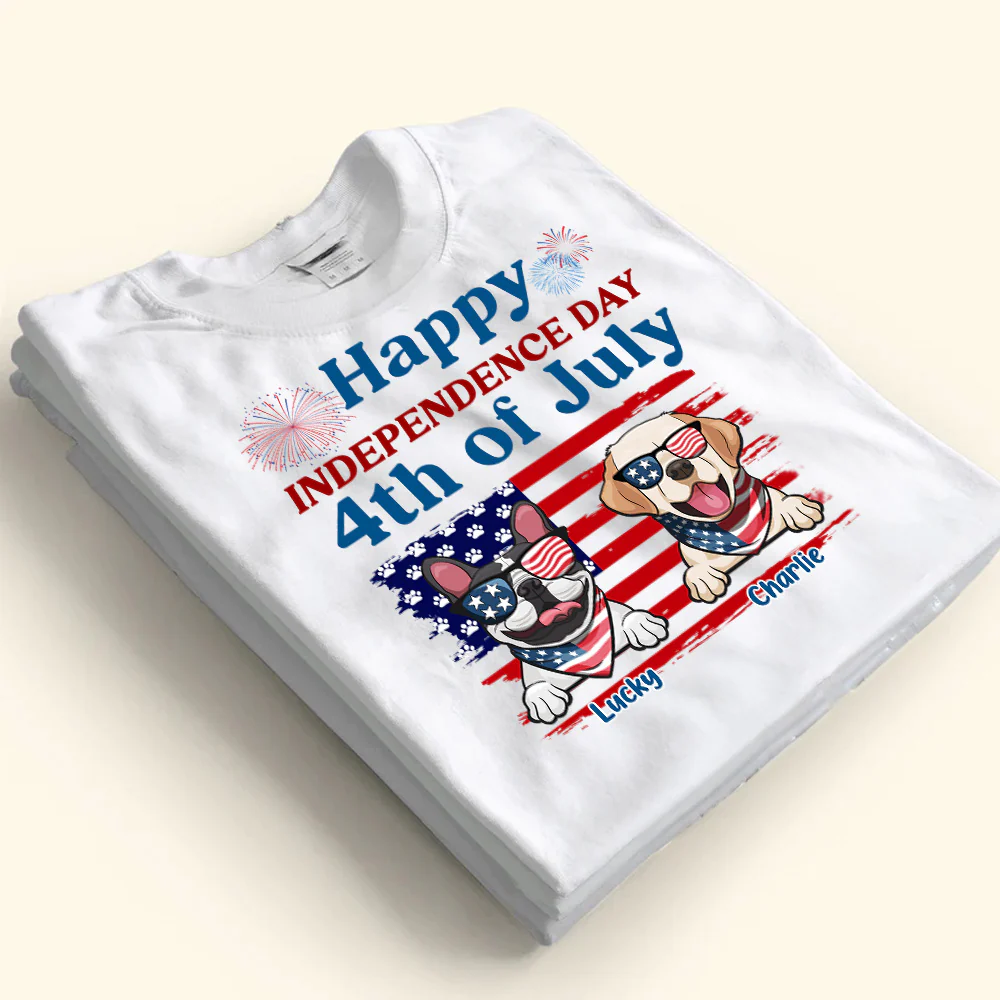 Happy Independence Day Woof Woof - Gift For Pet Lovers - Personalized TShirt - Image 4