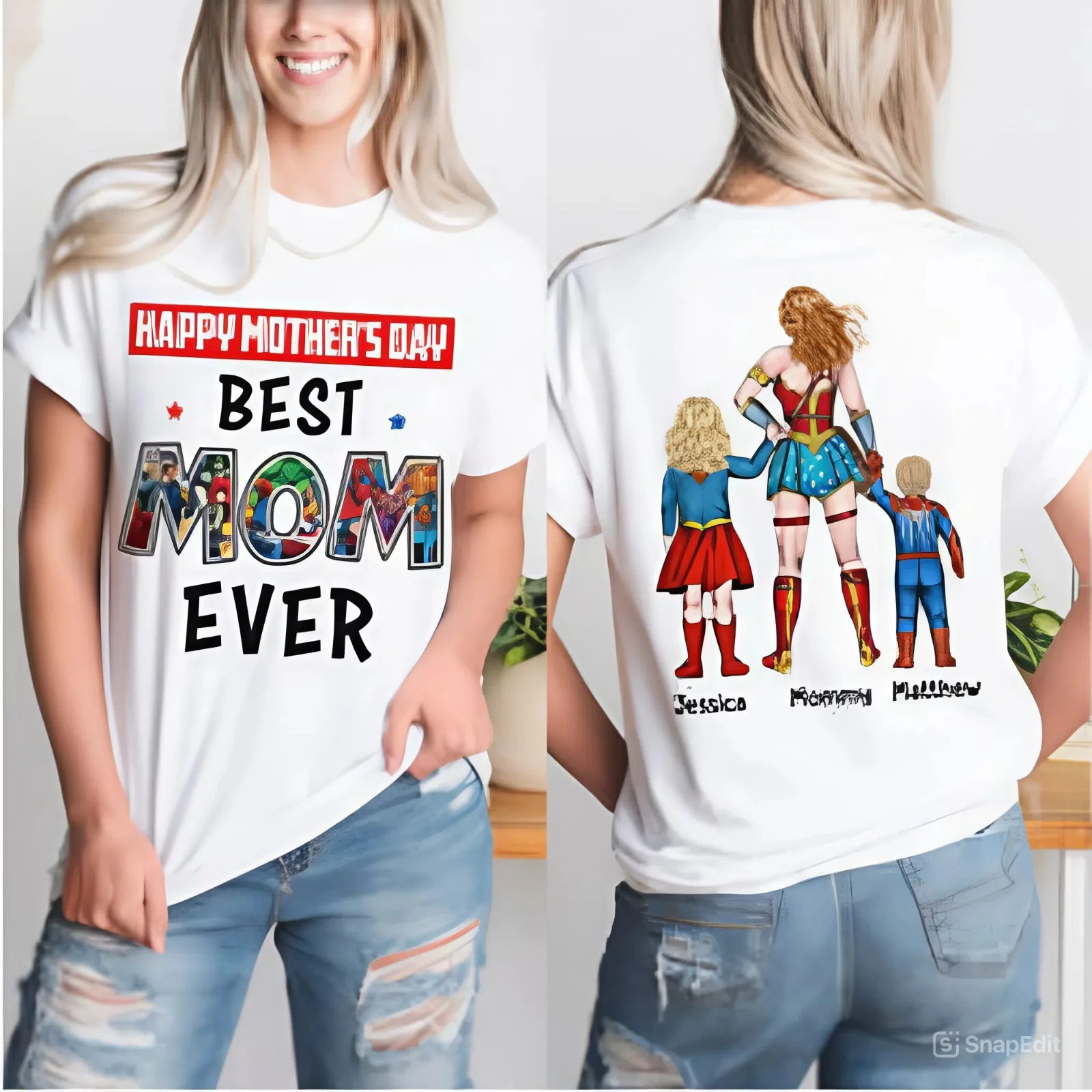Happy Mother's Day Best Mom Ever - Personalized Shirt 2 Side - Gift For Mom