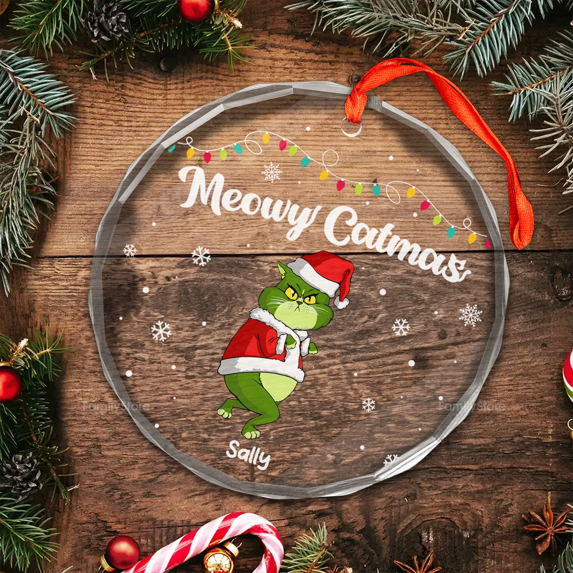 Happy Pawlidays Grinch Cats - Gift For Cat Lover, Pet Lovers - Personalized Glass Ornament - CL16 NH96 - Image 4
