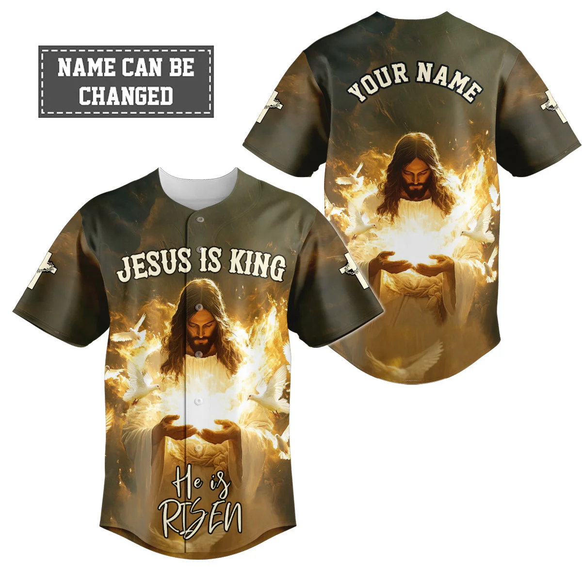 He Is Risen Custom Name Baseball Jersey - Christant Gift For Him
