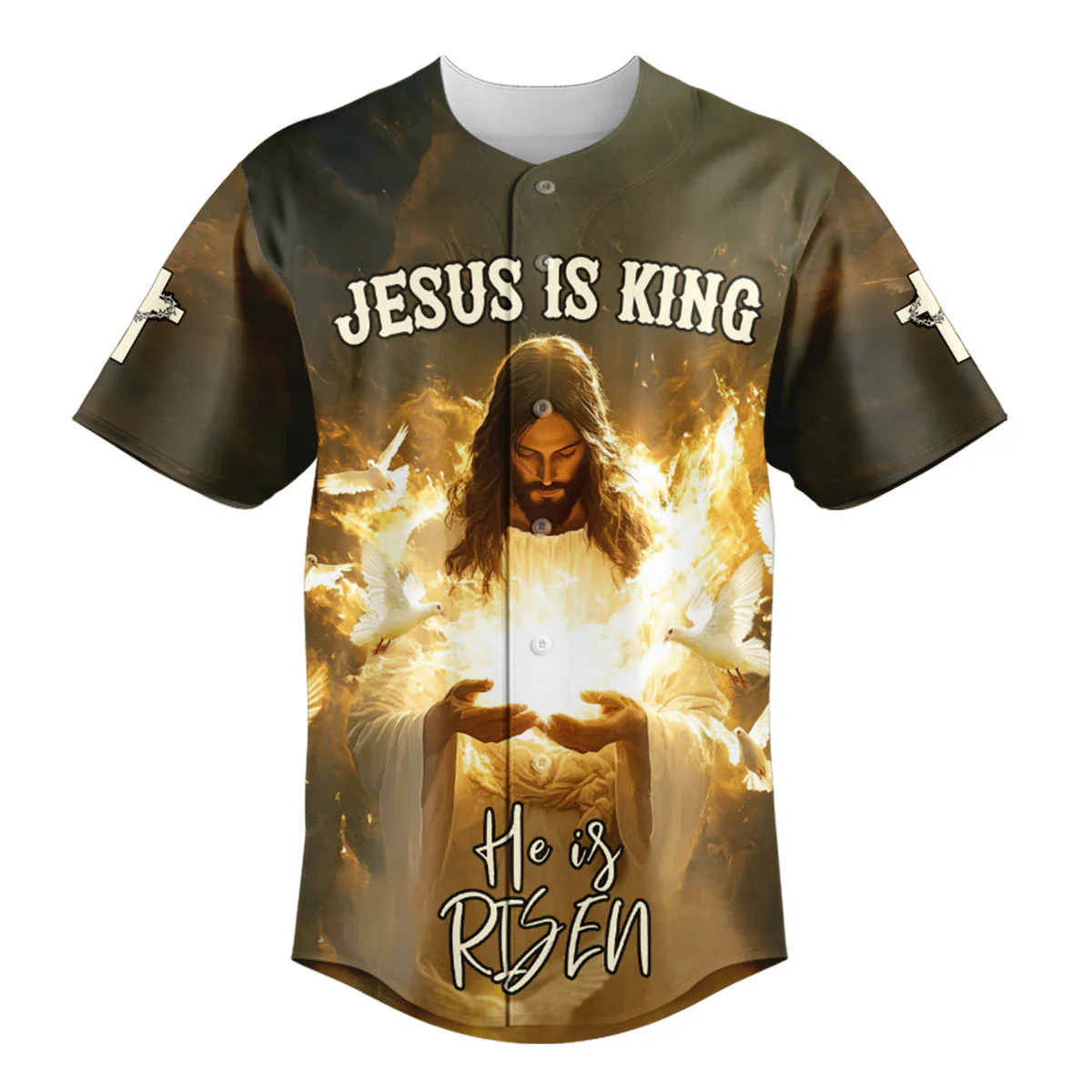 He Is Risen Custom Name Baseball Jersey - Christant Gift For Him - Image 2