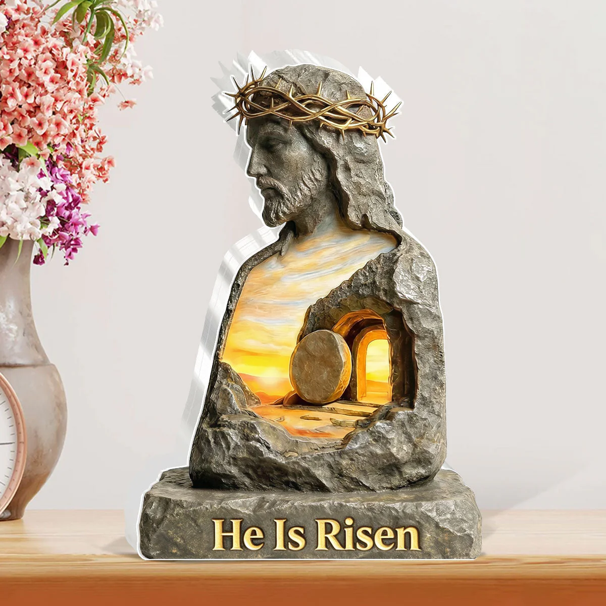 He Is Risen - Custom Shaped Acrylic Plaque - Christian Gift For Him - Image 2