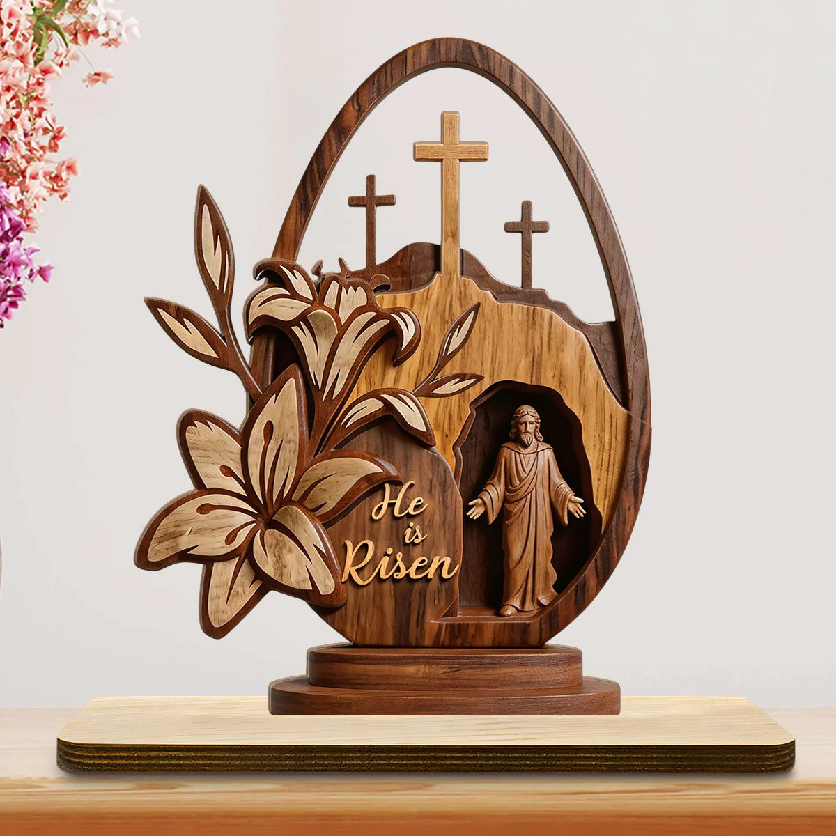 He Is Risen God - Shaped Wooden Plaque - Christian Gift For Him BA01 - Image 4