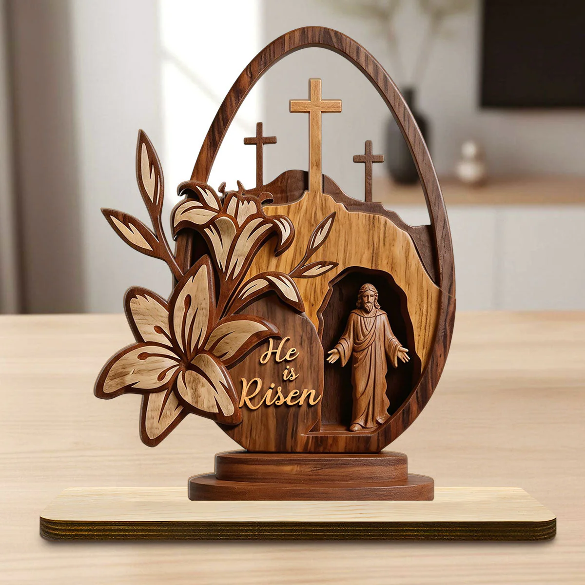 He Is Risen God - Shaped Wooden Plaque - Christian Gift For Him BA01 - Image 6