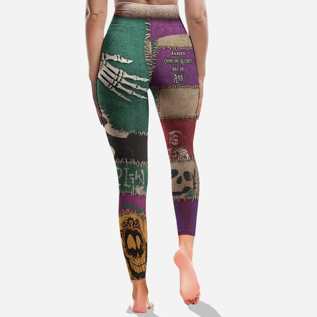 He Owns My Heart And My A$$ - Personalized Leggings - Christmas Gift For Her NL122 - Image 3