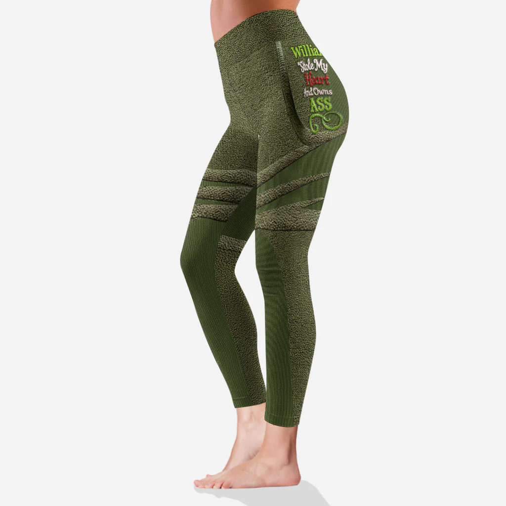 He Stole My Heart And Owns Ass (Ver 2) - Personalized Leggings - Christmas Gift For Her, Naughty Couple HH01 - Image 4