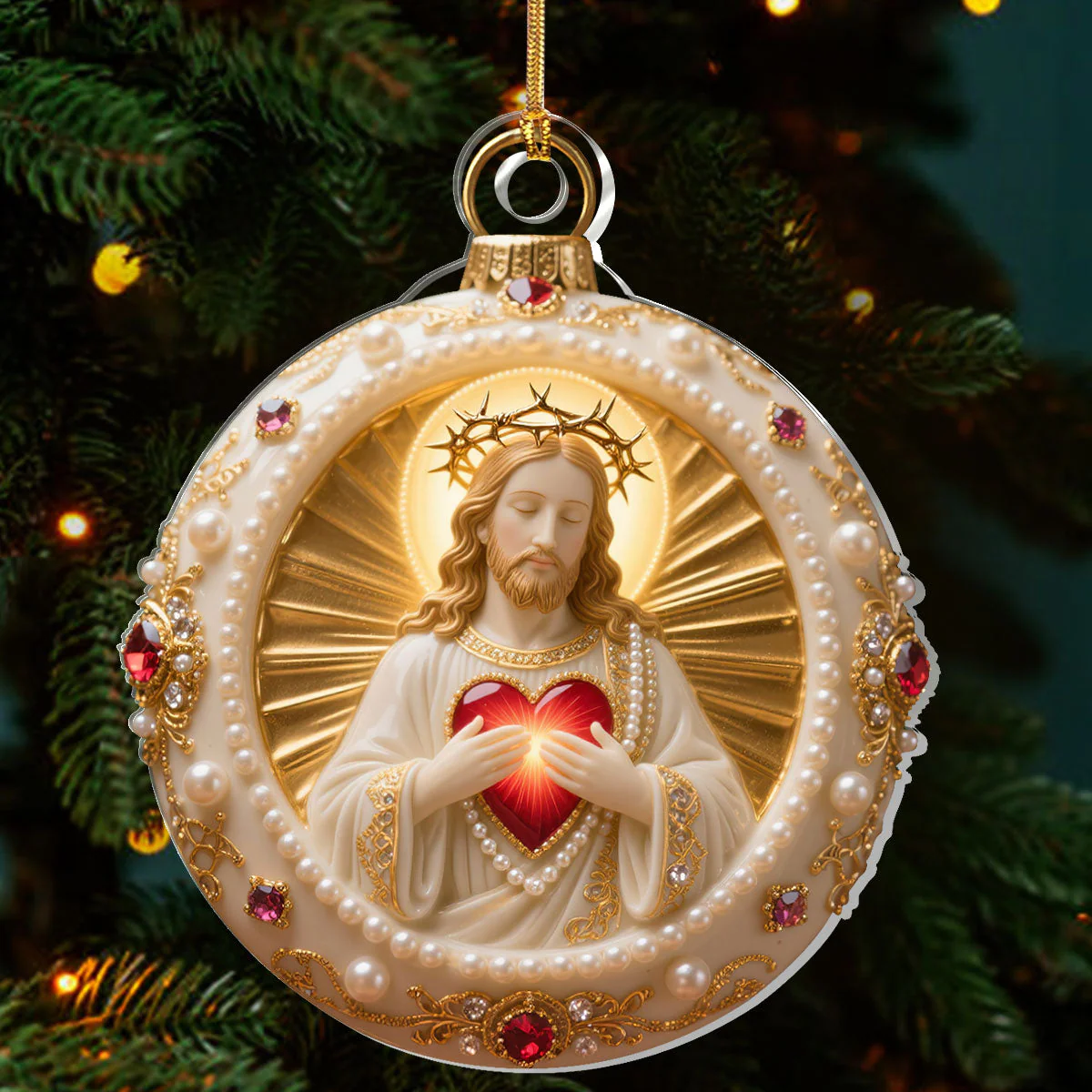 Hearts Of The Holy Family - Personalized Acrylic Ornament - Gift For Christmas HL128 - Image 3