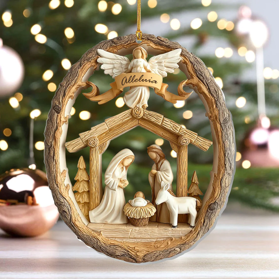 Heavenly Nativity Blessing - 1-Layer Acrylic Ornament Regular - Gift For Christmas, For Family HL128 - Image 3