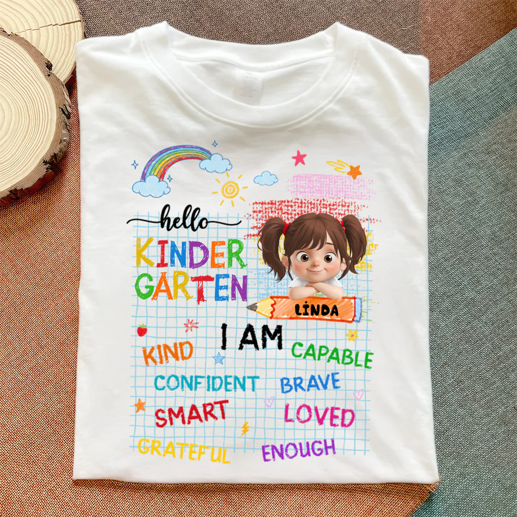 Hello Kindergarten Custom Name Affirmation - Personalized Shirt - Back To School, Gift For Kids | GR26 TD118 - Image 5
