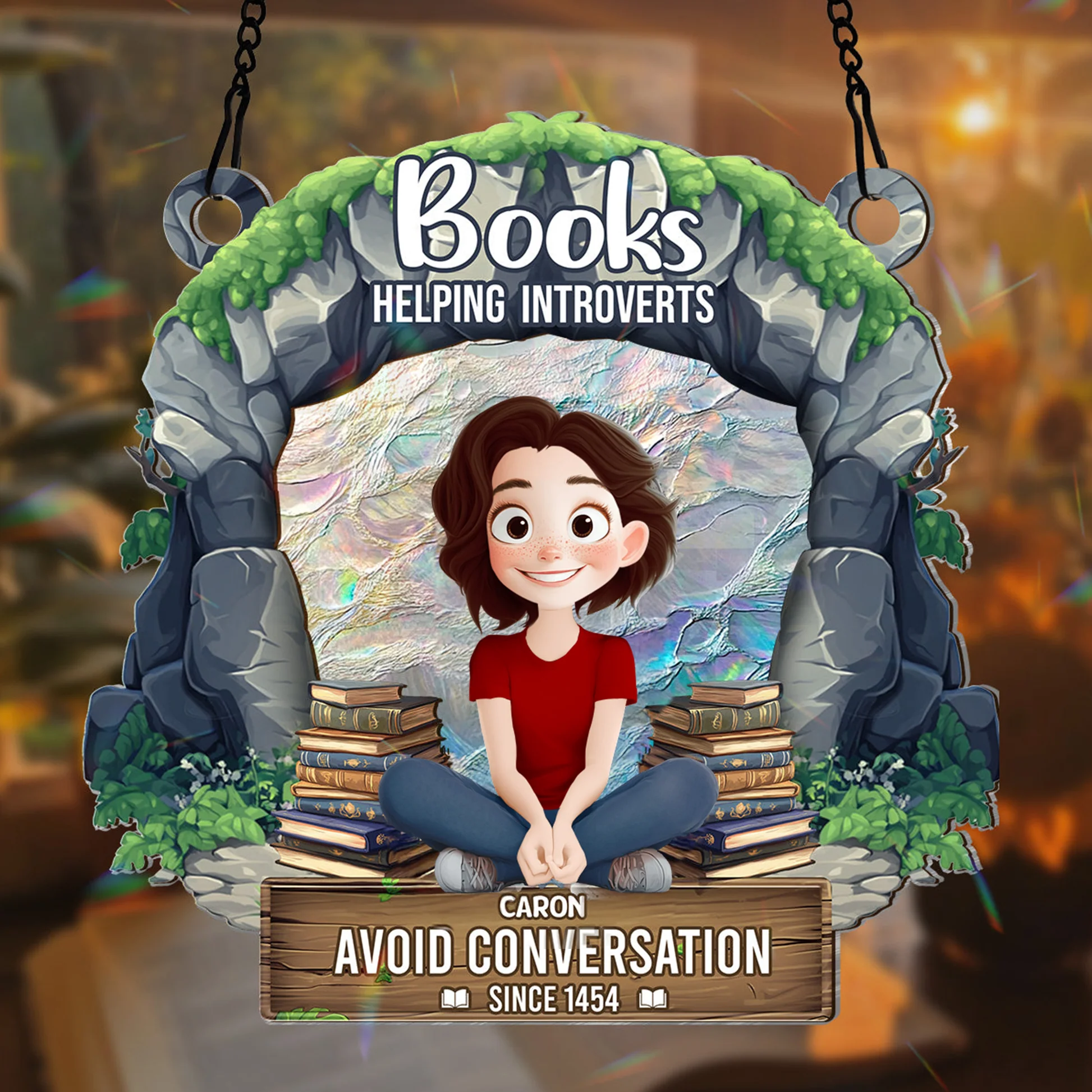 Helping Introverts Avoid Conversation - Personalized Window Hanging Suncatcher | CLP15 - Image 2