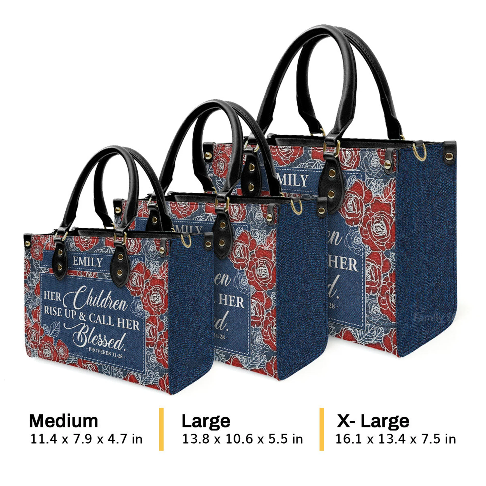 Her Children Rise Up & Call Her Blessed - Personalized Leather Handbag With Handle - AT4081202 - Image 4