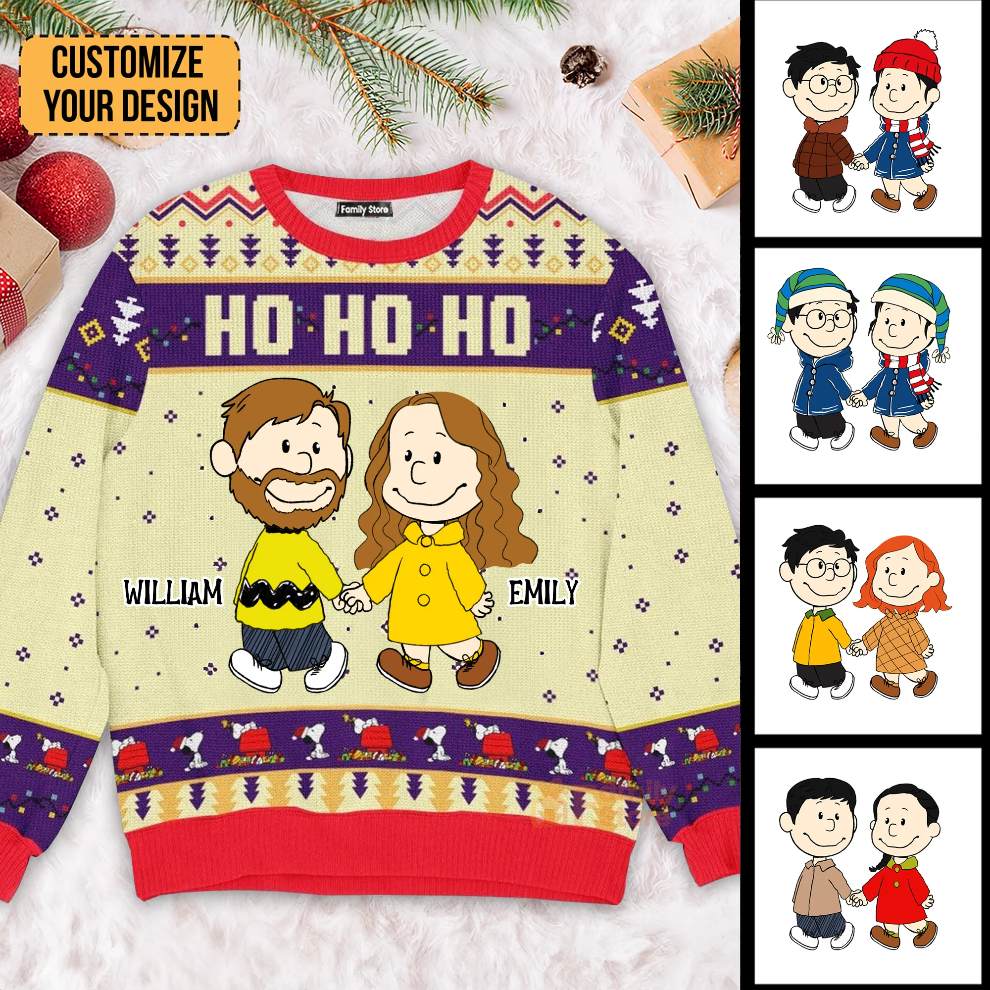 Peanut Hohoho Merry Christmas - Personalized Ugly Sweatshirt - Gift For Couple, Husband Wife, Anniversary, Engagement CL43 NH96 - Image 2