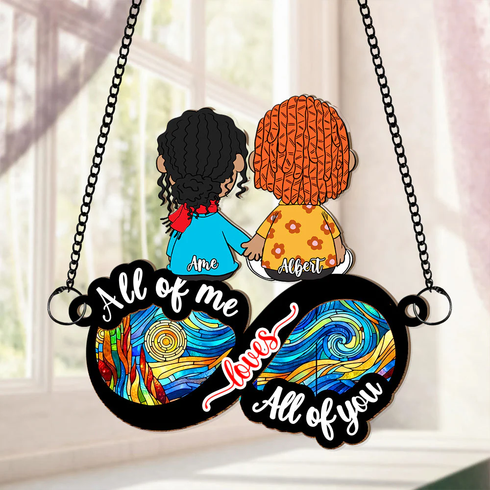 Holding Hand Couple - Personalized Window Hanging Suncatcher Ornament - Gift For Couple | GR16 NL122 - Image 2