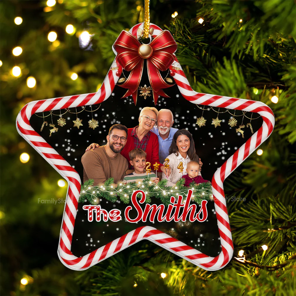 Custom Photo Face Family Holiday Joy - Gift For Family - Personalized Acrylic Ornament NA94 CU4091024 - Image 5