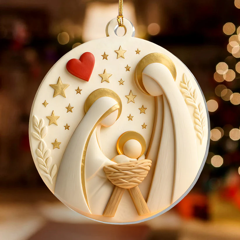 Holy Family Peace - 1-Layer Acrylic Ornament - Gift For Family, For Christmas HL128 - Image 2