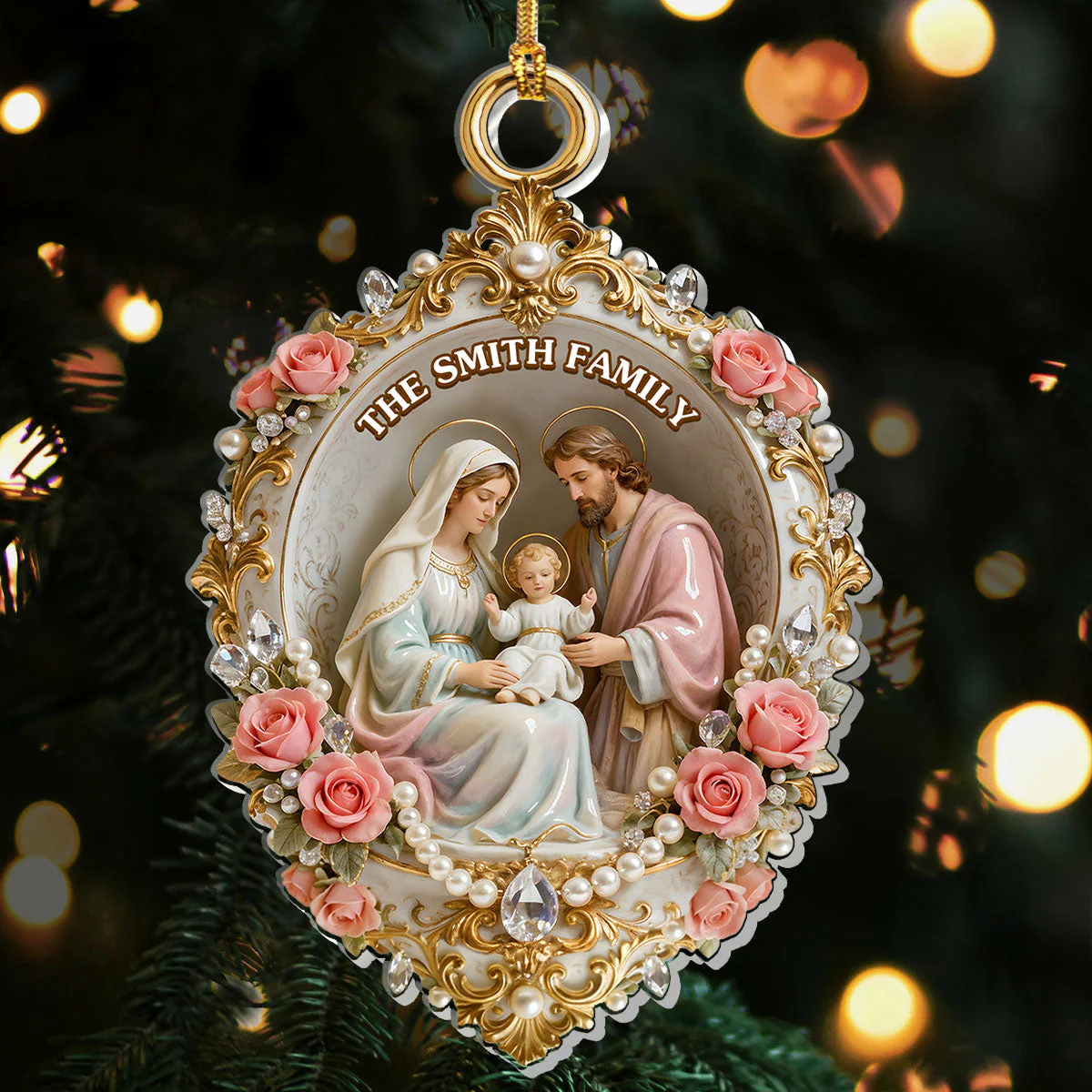 Holy Family - Personalized Acrylic Ornament - Gift For Christmas, For Family HL128 - Image 2