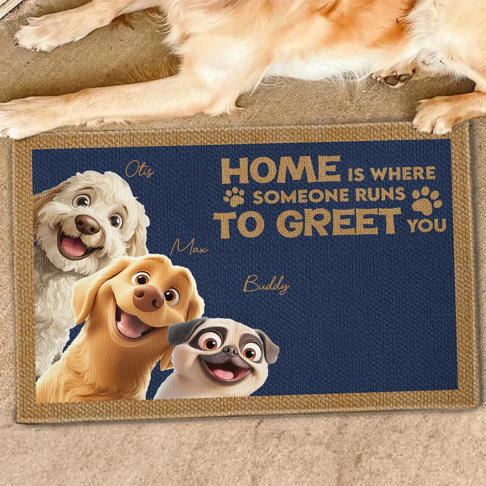 Home Is Where Someone Runs To Greet You - Personalized Doormat - Gift for Pet Owners, Pet Lovers, Dog Mom, Dog Dad | CLP15 NH96 - Image 2