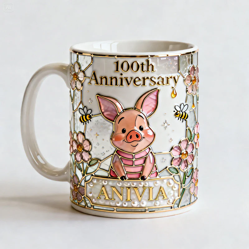 Honey Bear Celebrate 100th Anniversary - Personalized White Edge-To-Edge Mug - Gift For Movie Fans NL122 - Image 4