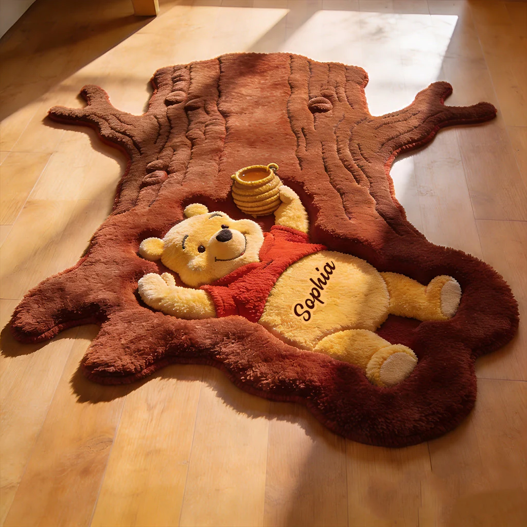 Honey Bear In Tree Trunk - Personalized Custom Shaped Doormat - Gift For Family, Movie Fans