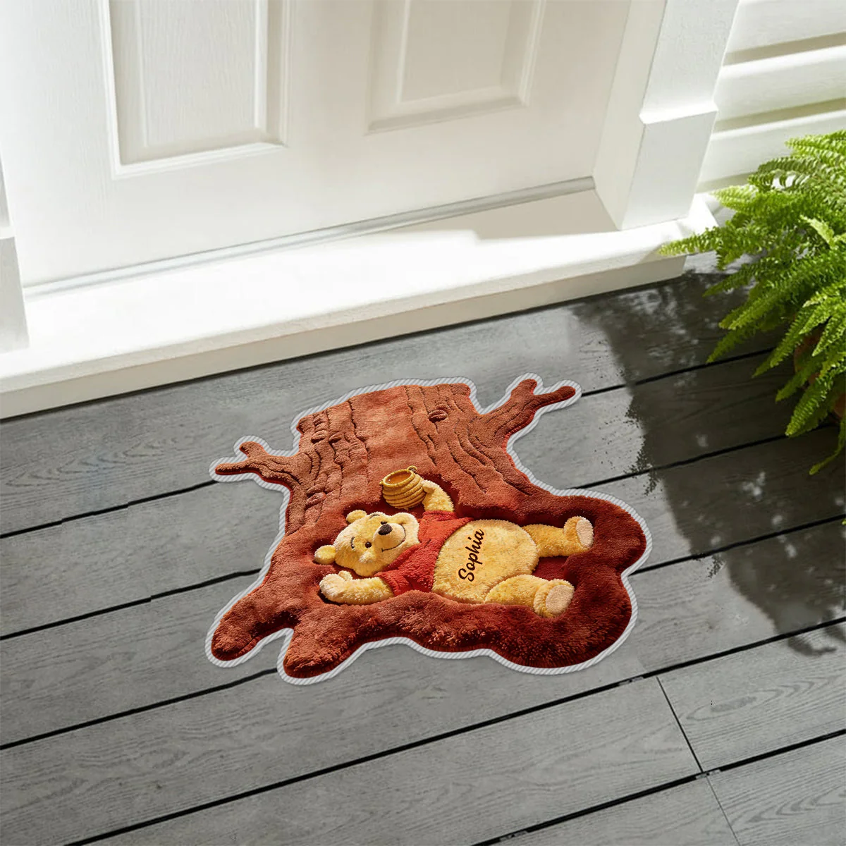 Honey Bear In Tree Trunk - Personalized Custom Shaped Doormat - Gift For Family, Movie Fans - Image 7
