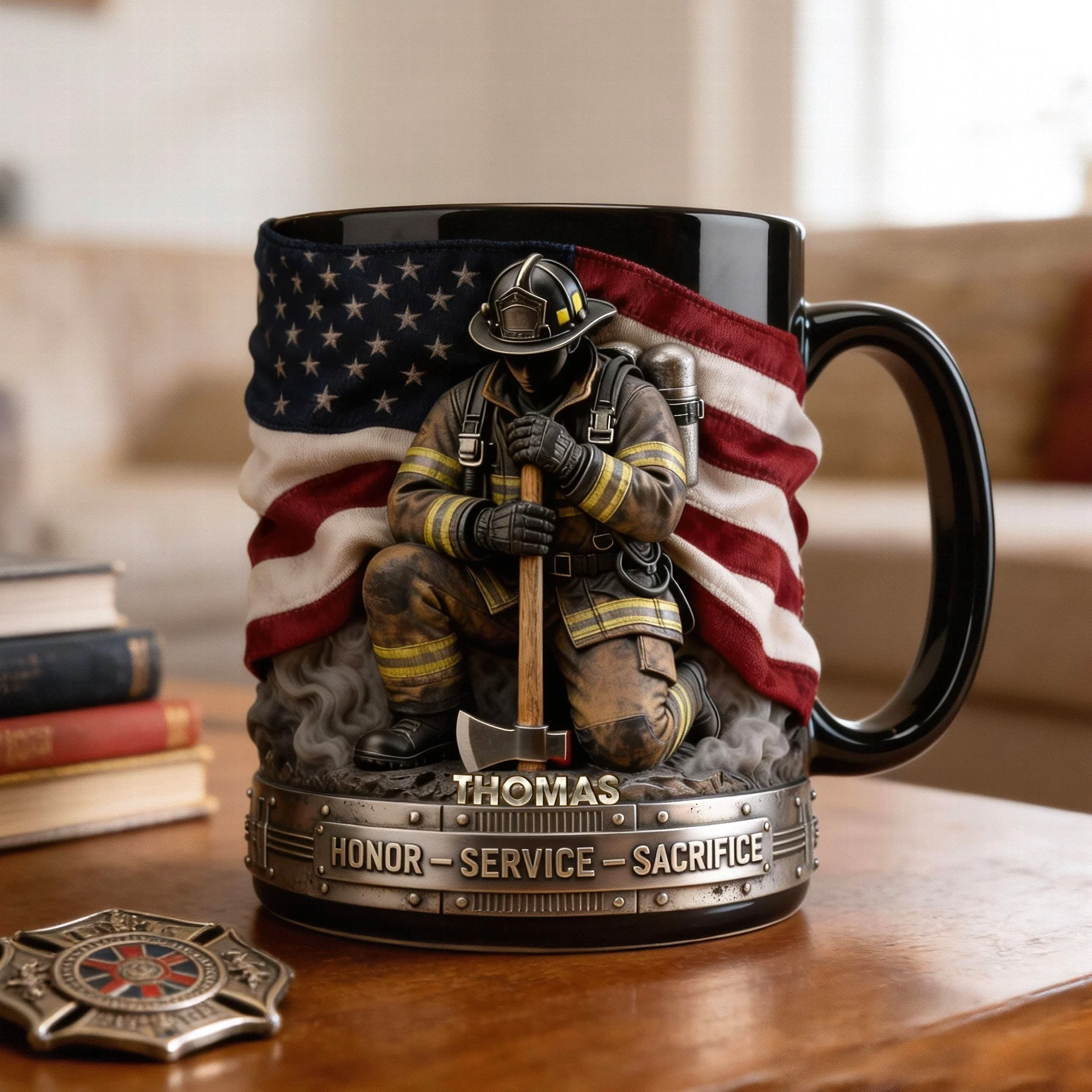 Honor Service Sacrifice - Personalized Accent Mug - Gift For Firefighter HH01 - Image 2