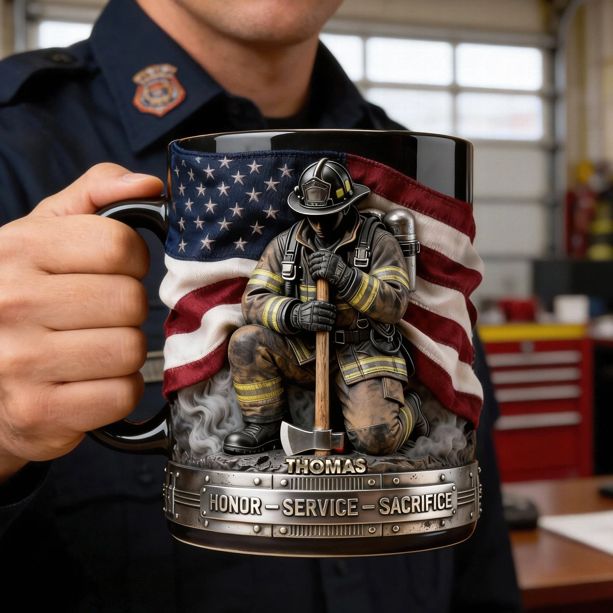 Honor Service Sacrifice - Personalized Accent Mug - Gift For Firefighter HH01 - Image 3