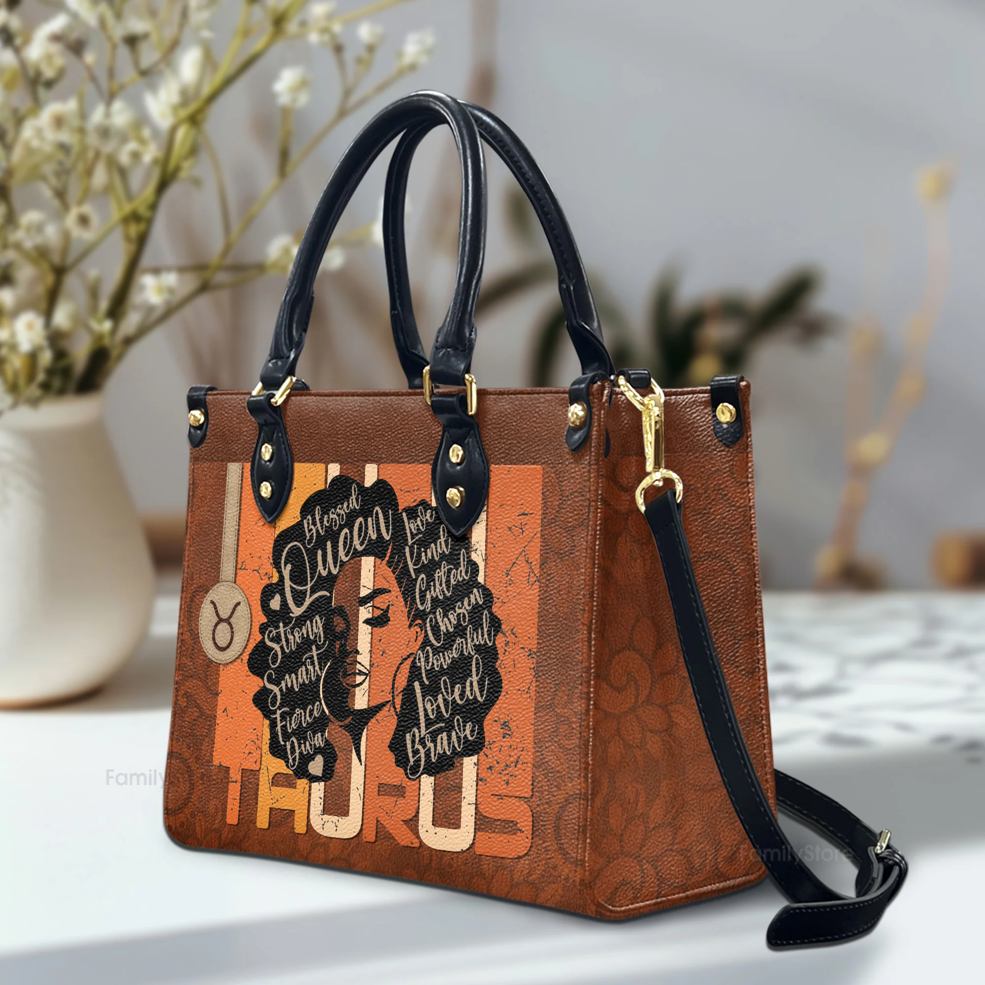 Horoscope Black Woman Affirmations - Personalized Leather Bag - Birthday Gift For Black Woman, Mother, Friend, Sister - Image 2