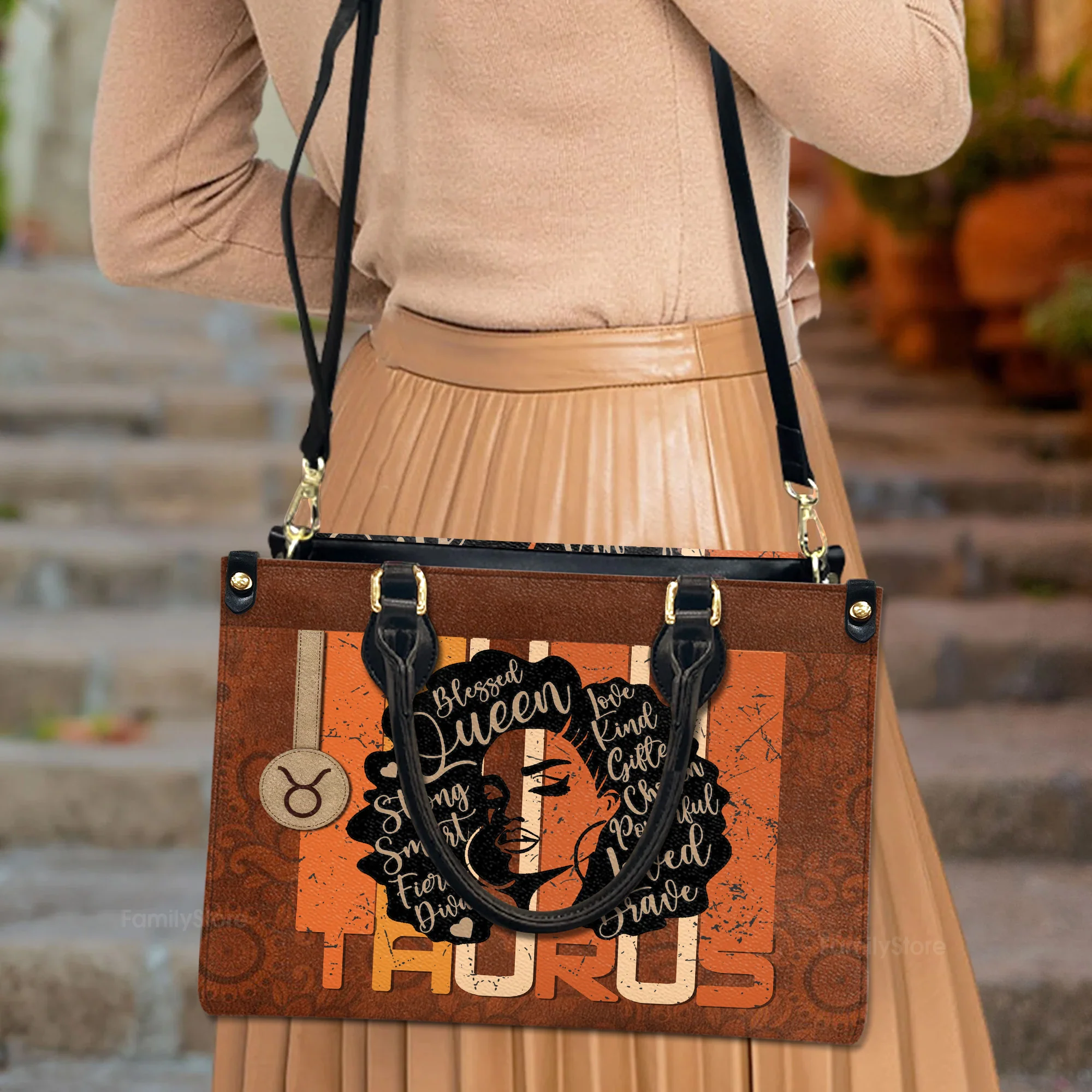 Horoscope Black Woman Affirmations - Personalized Leather Bag - Birthday Gift For Black Woman, Mother, Friend, Sister - Image 3