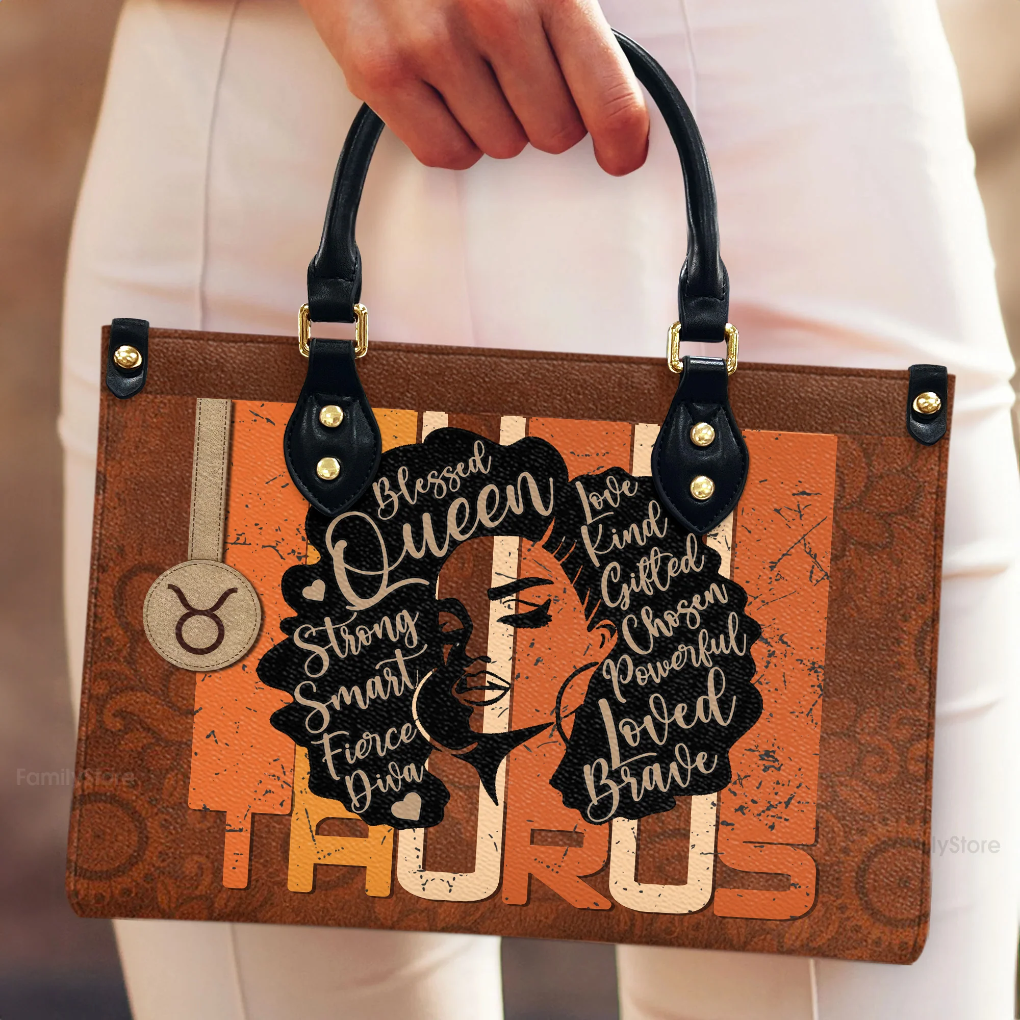 Horoscope Black Woman Affirmations - Personalized Leather Bag - Birthday Gift For Black Woman, Mother, Friend, Sister - Image 4