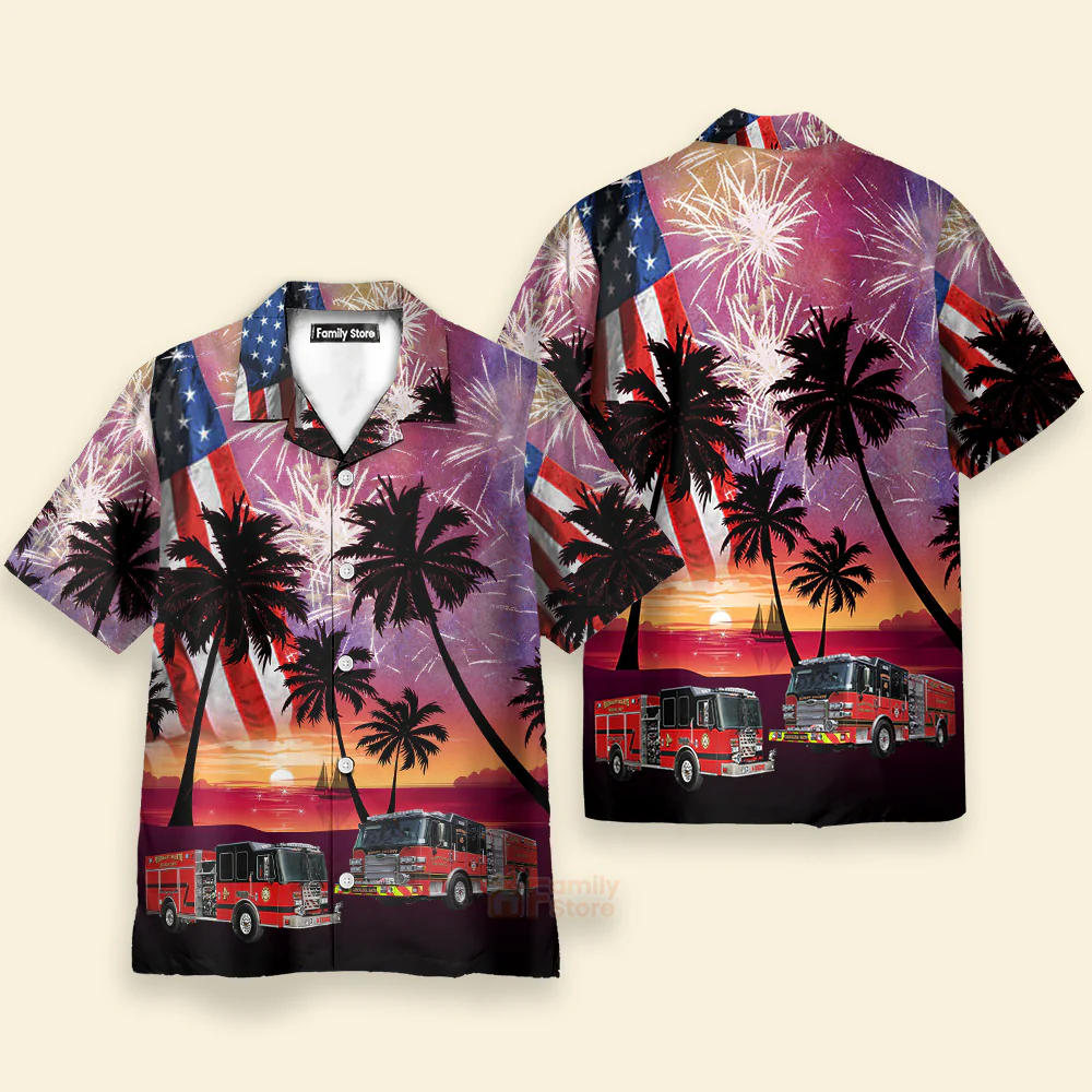 Horry County Fire Rescue Station 46, South Carolina, 4Th Of July Hawaiian Shirt - Image 2