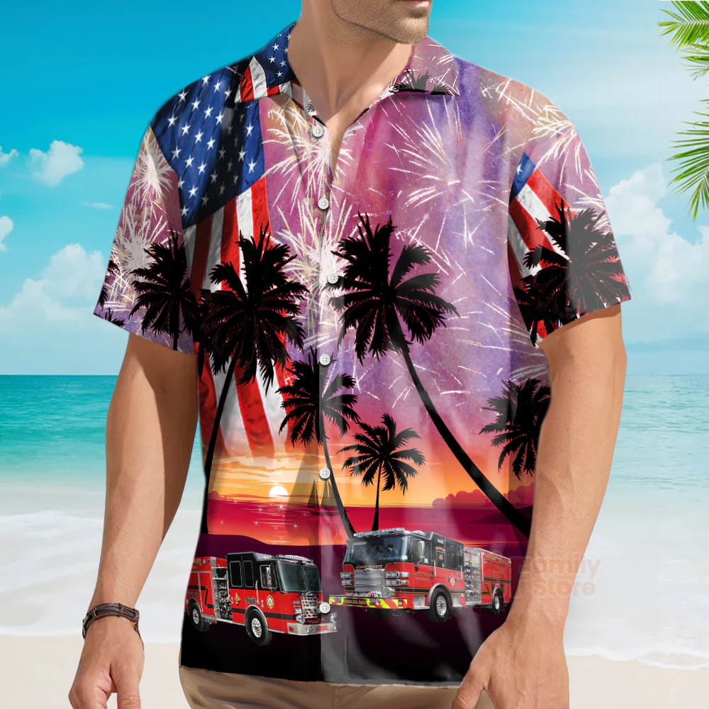 Horry County Fire Rescue Station 46, South Carolina, 4Th Of July Hawaiian Shirt - Image 3