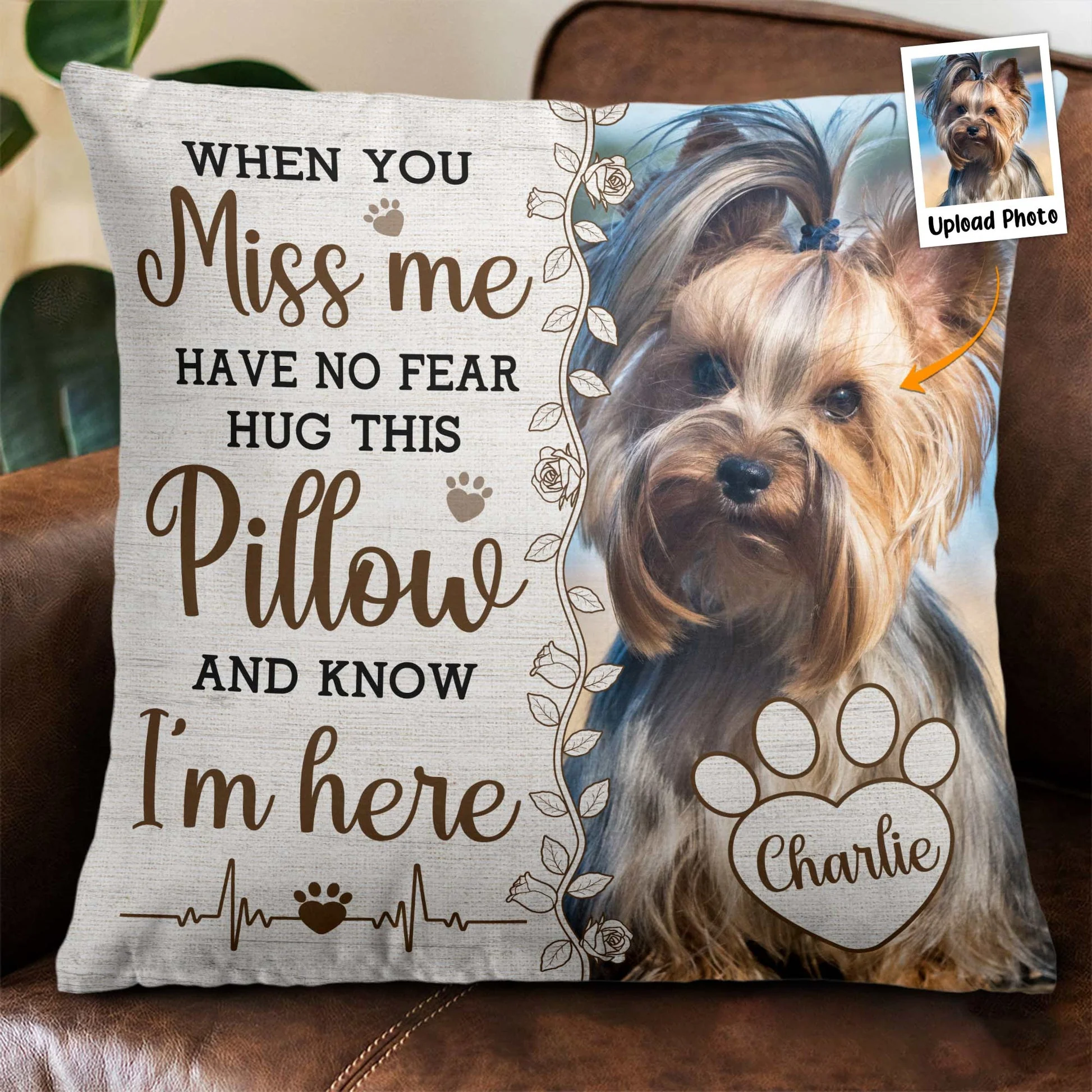 Hug This Pillow And Know I'm Here - Personalized Pillow - Gift For Memorial Human & Pet, Family HH01 - Image 2