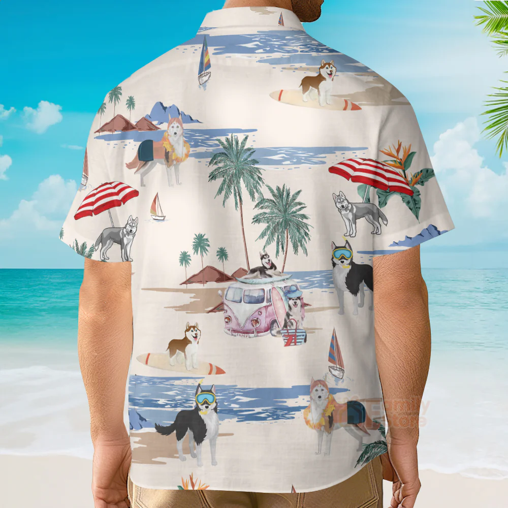 Husky Summer Beach Hawaiian Shirts For Men Women - Image 4