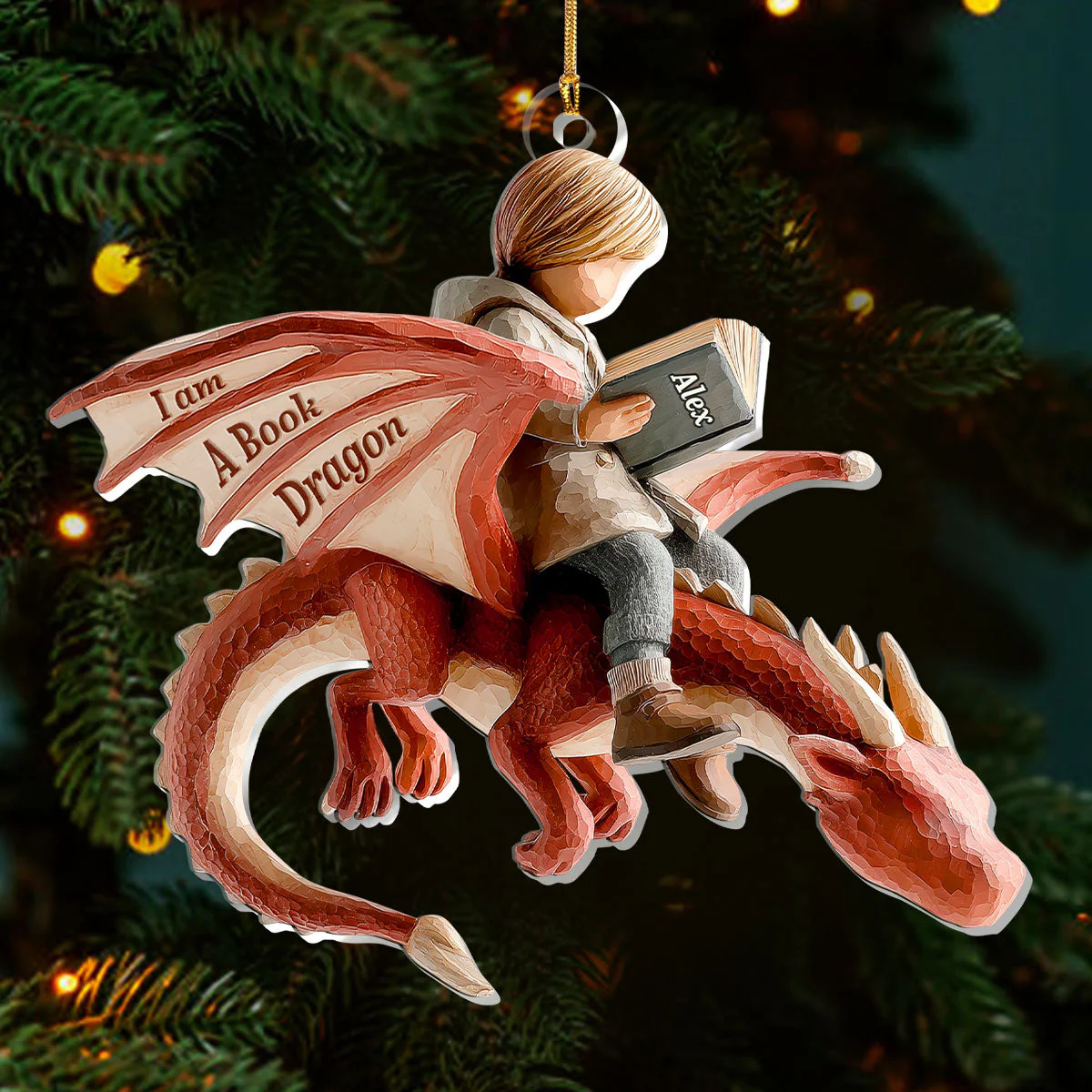 I Am A Book Dragon - Personalized Acrylic Ornament - Gift For Book Lover - Image 3