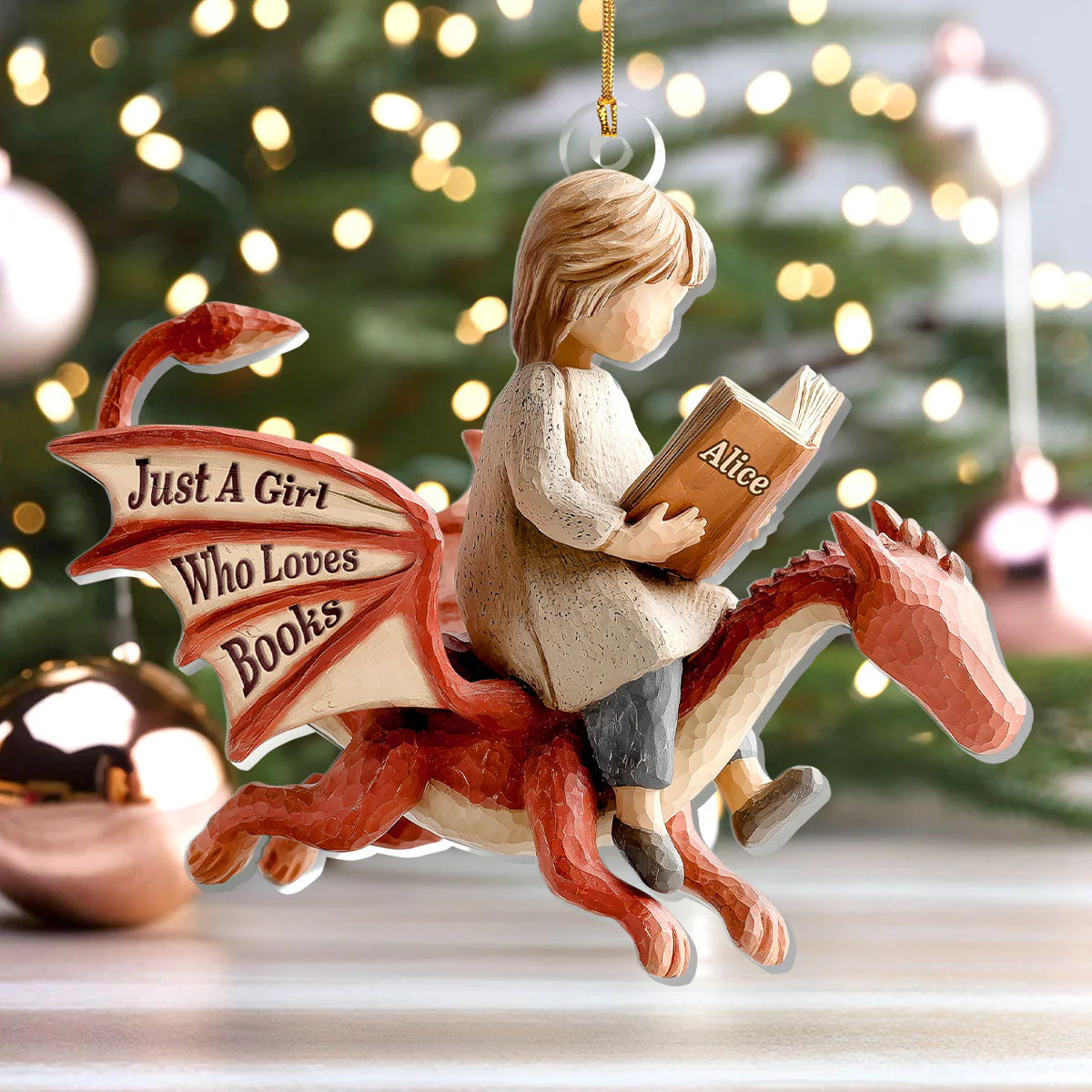 I Am A Book Dragon - Personalized Acrylic Ornament - Gift For Book Lover - Image 4