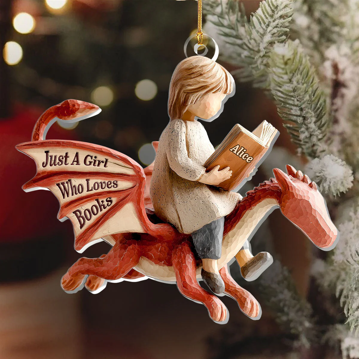 I Am A Book Dragon - Personalized Acrylic Ornament - Gift For Book Lover - Image 6