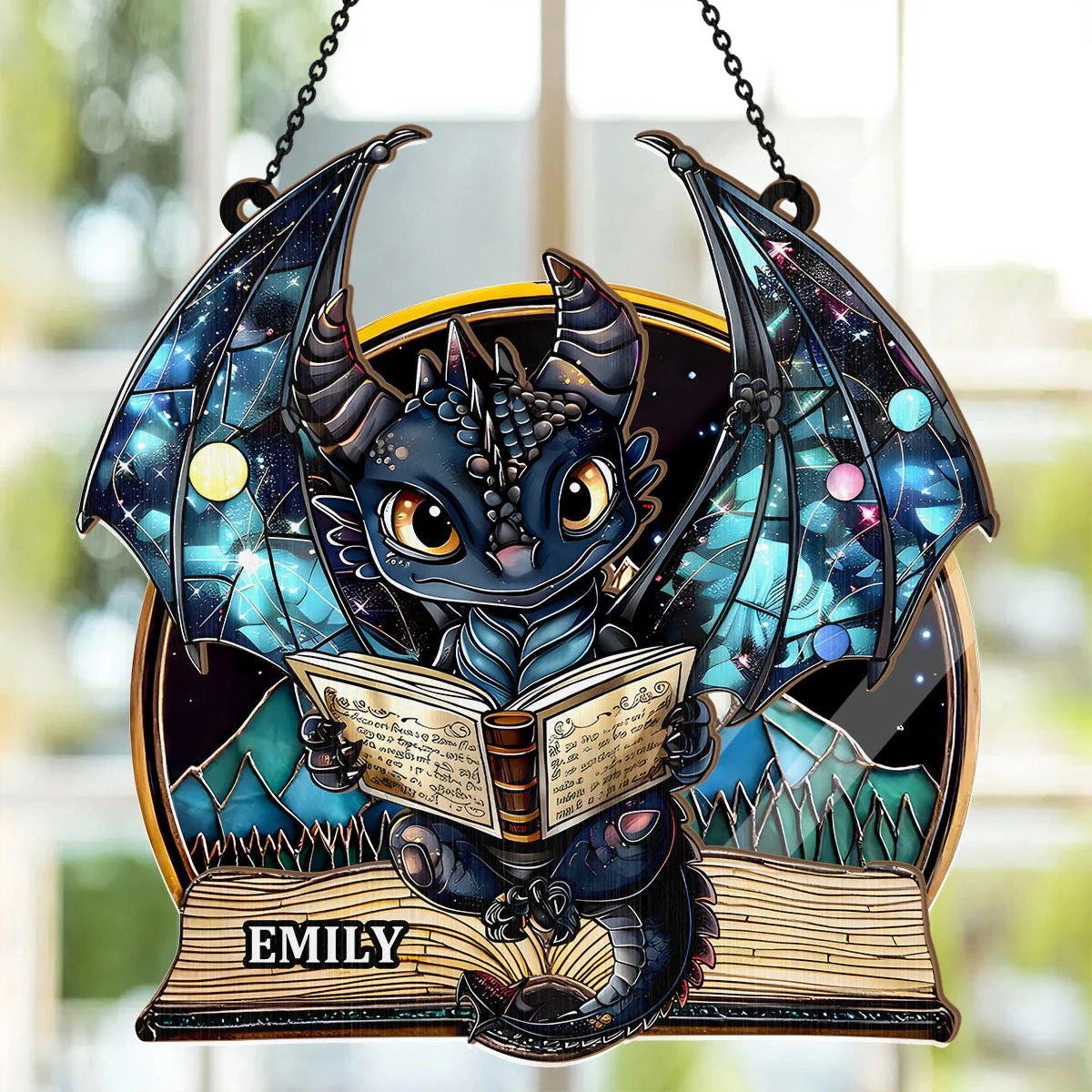 I Am A Book Dragon - Personalized Window Hanging Suncatcher - Image 6