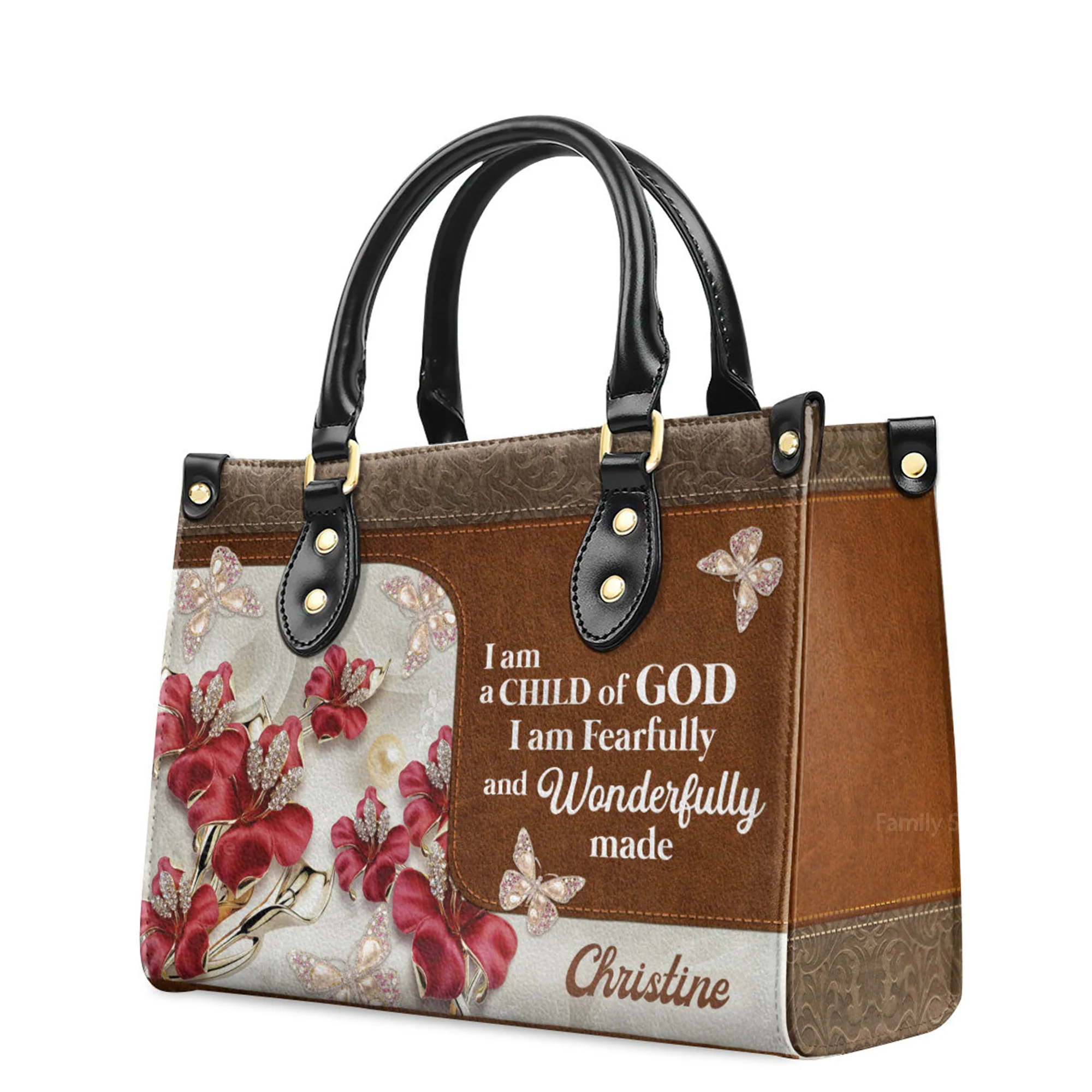 I Am A Child Of God - Thoughtful Gift For Christians - Personalized Leather Handbag With Handle - AT4080713 - Image 3