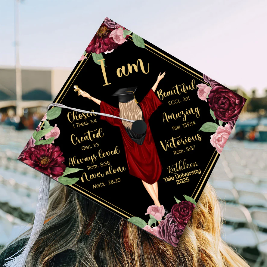 I Am Chosen Created Loved  - Personalized Graduation Cap Topper | GR4 NA94 - Image 2