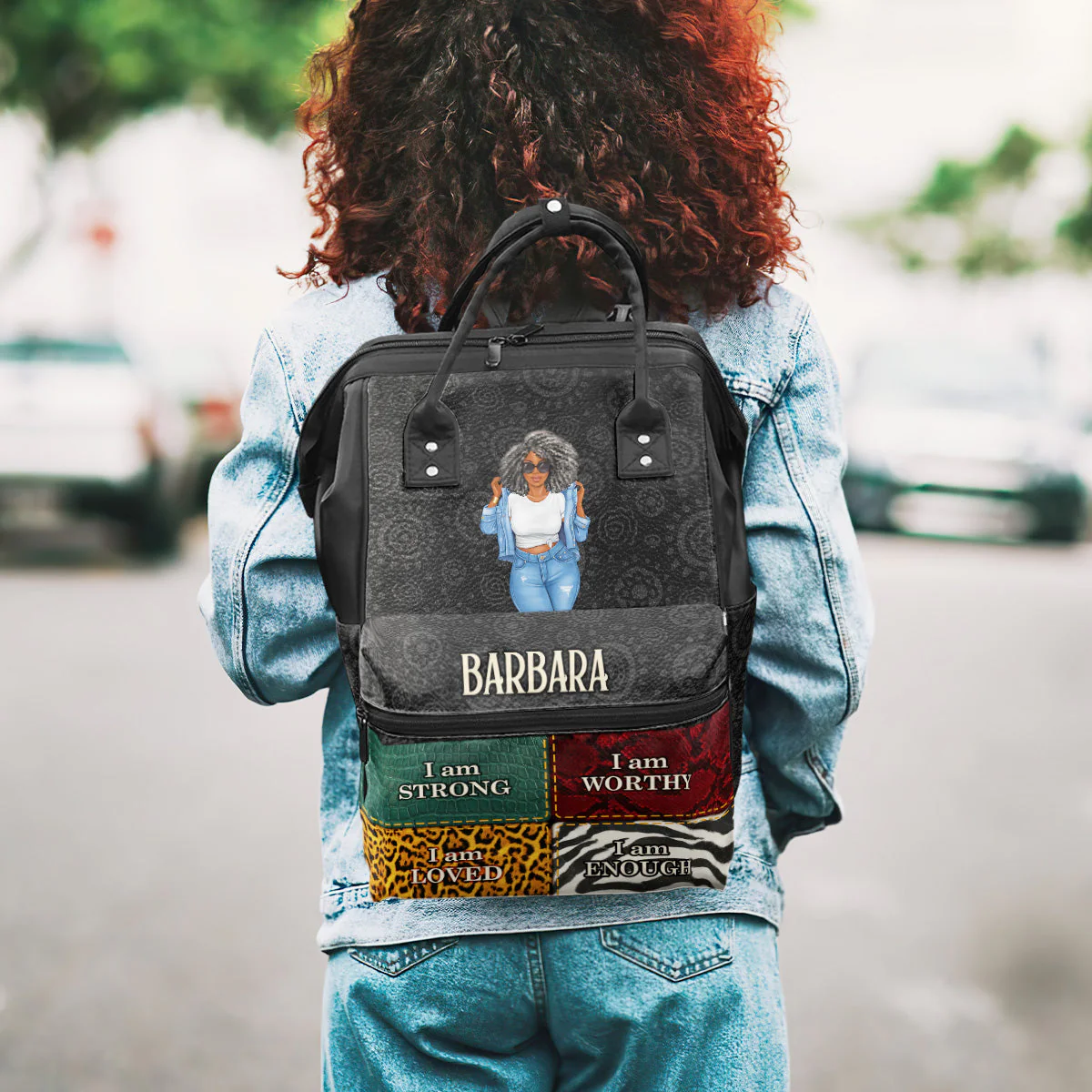 I Am Daily Affirmations - Personalized Duckbilled Backpack - Empowerment Gift For Her | GR3. Black Girl Jacket HH01 - Image 3