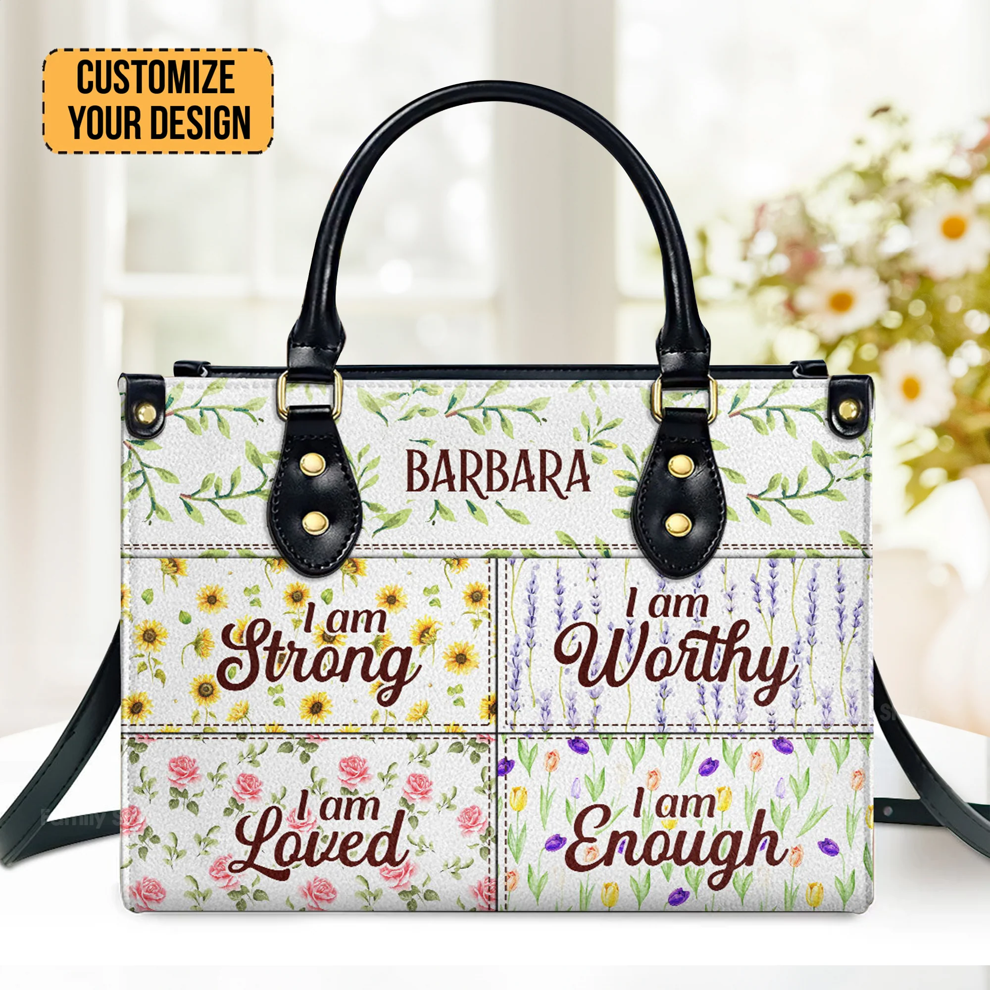I Am Enough - Thoughtful Gift For Christians - Personalized Christian Leather Handbag With Handle - AT4080909