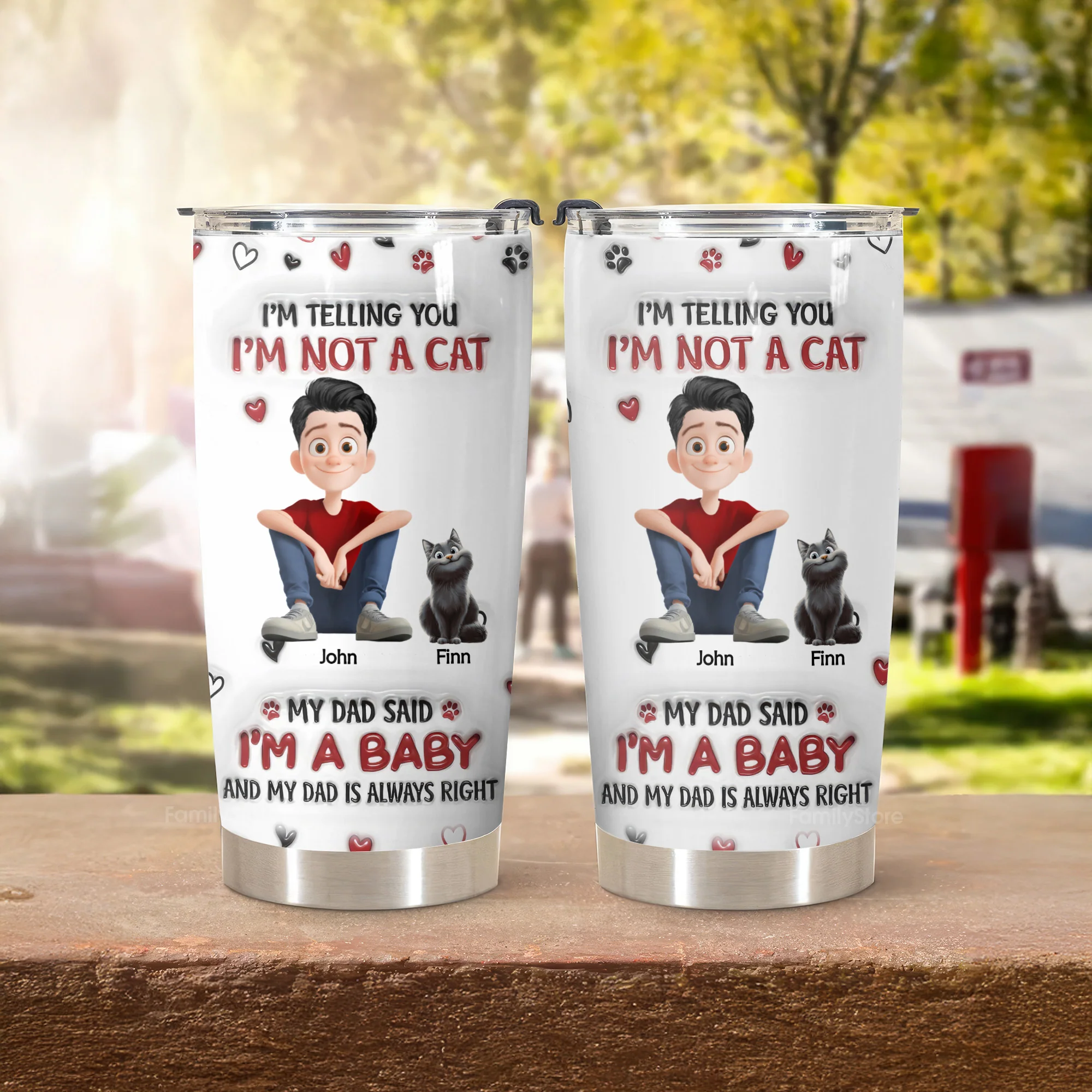 I Am Not A Cat I Am A Baby 3D Inflated Effect Cartoon Cat - Personalized Tumbler Cup - Gift for Pet Owners, Pet Lovers, Cat Dad | CLP15 NH96 - Image 3